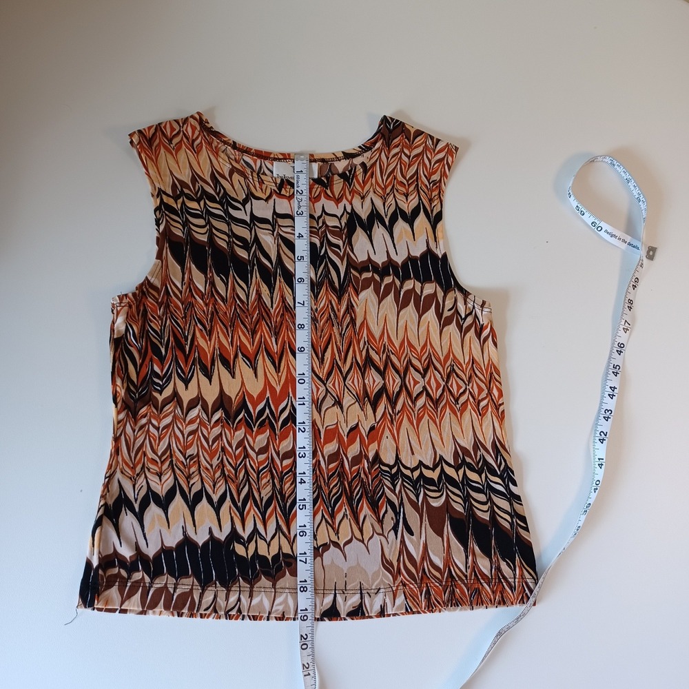 The Travel Collection Cardigan & Shell Set Orange Brwn Abstract Print Petite M/S - Picture 9 of 11